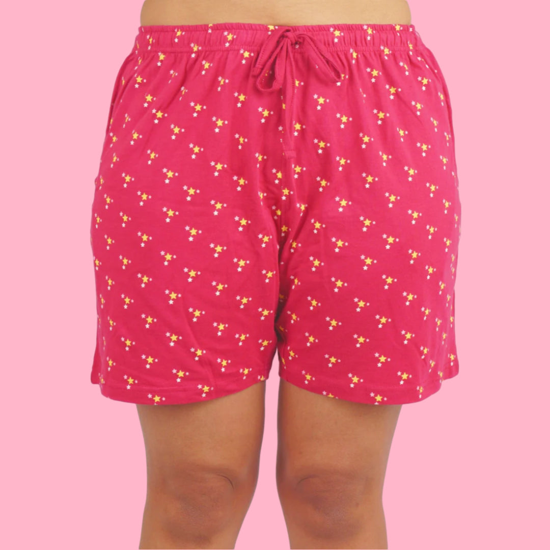 Maroon Cotton Night Shorts