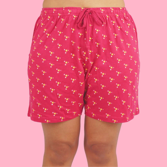 Maroon Cotton Night Shorts