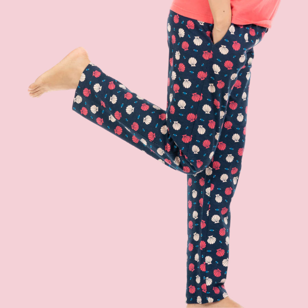 Navy Blue Cotton Printed Pajama