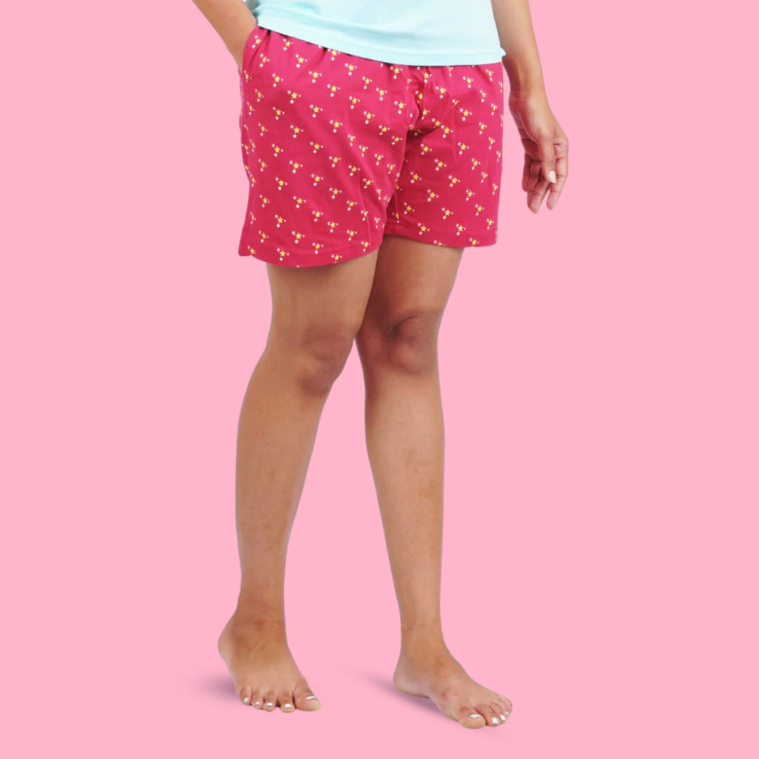 Maroon Cotton Night Shorts