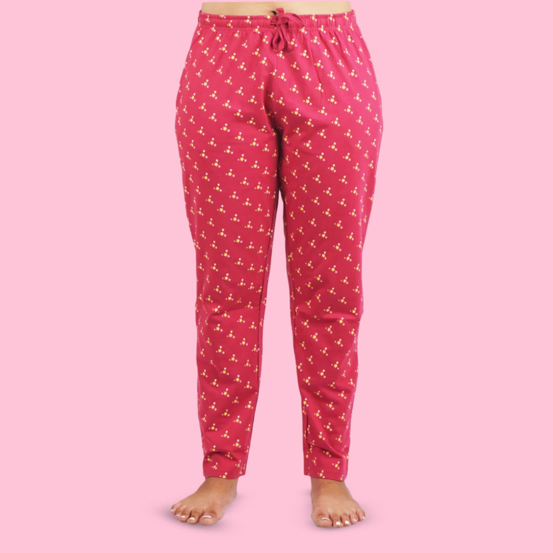 Cotton Night Suit Pajama Set - Light Blue & Maroon