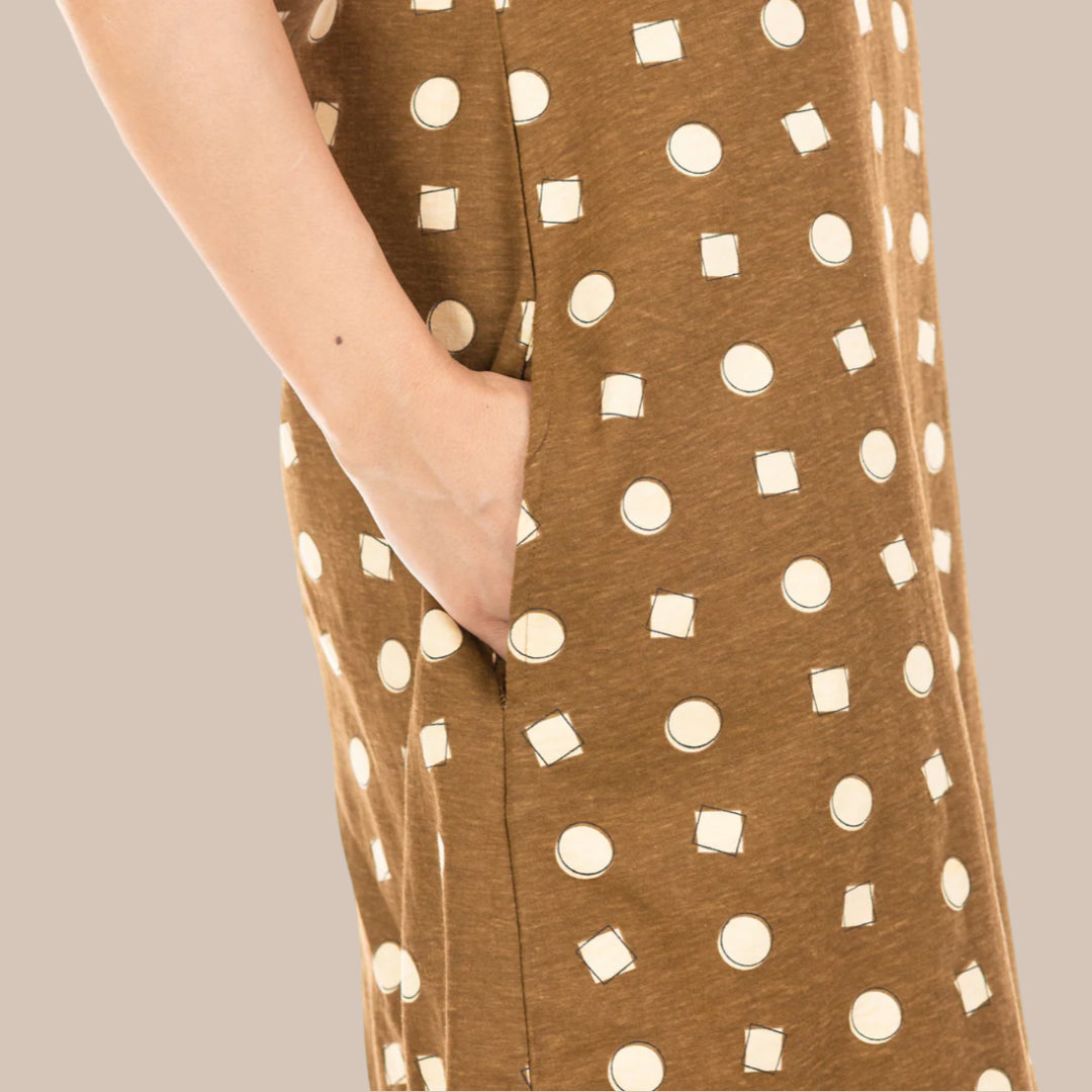 Cotton Knee Length Short Nightdress - Brown