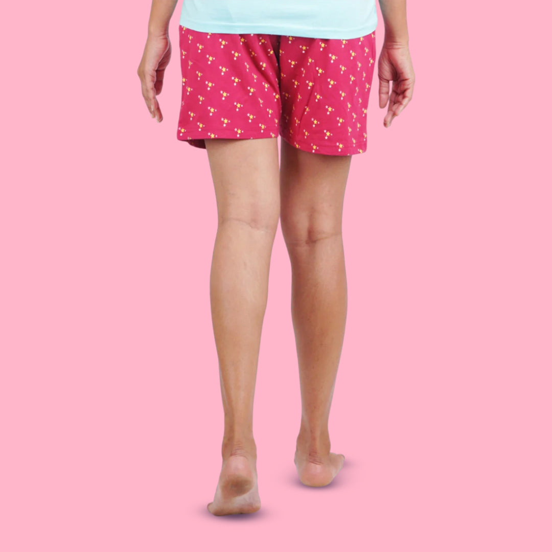 Maroon Cotton Night Shorts