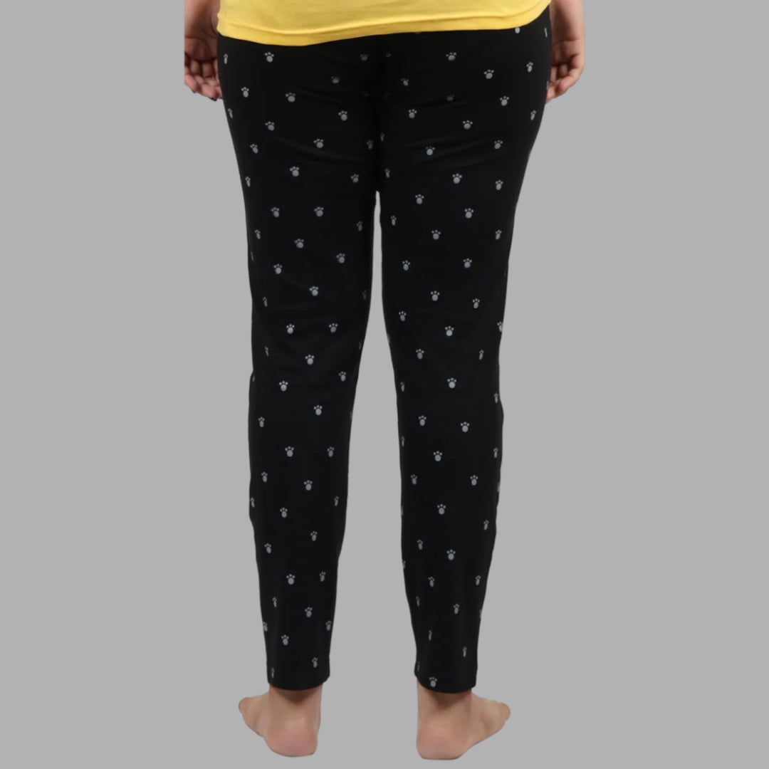 Cotton Black Printed Night Pyjama