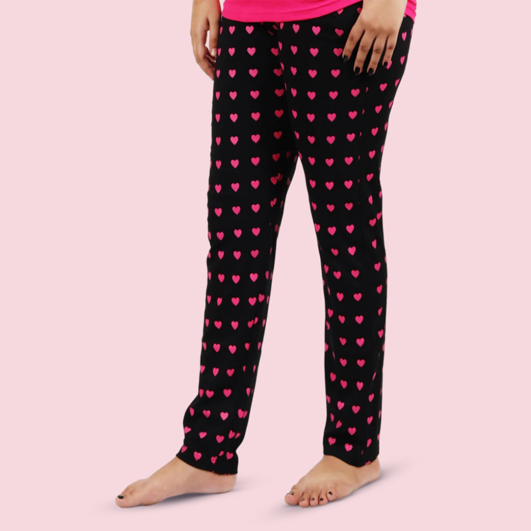 Cotton Heart Printed Night Pajama
