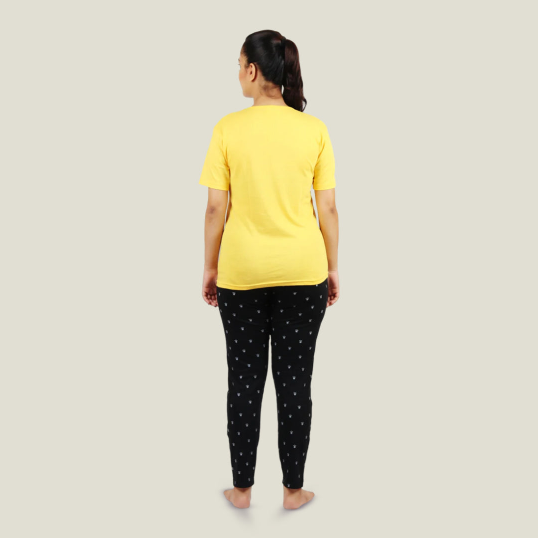 Cotton Night Suit Pajama Set - Yellow and Black