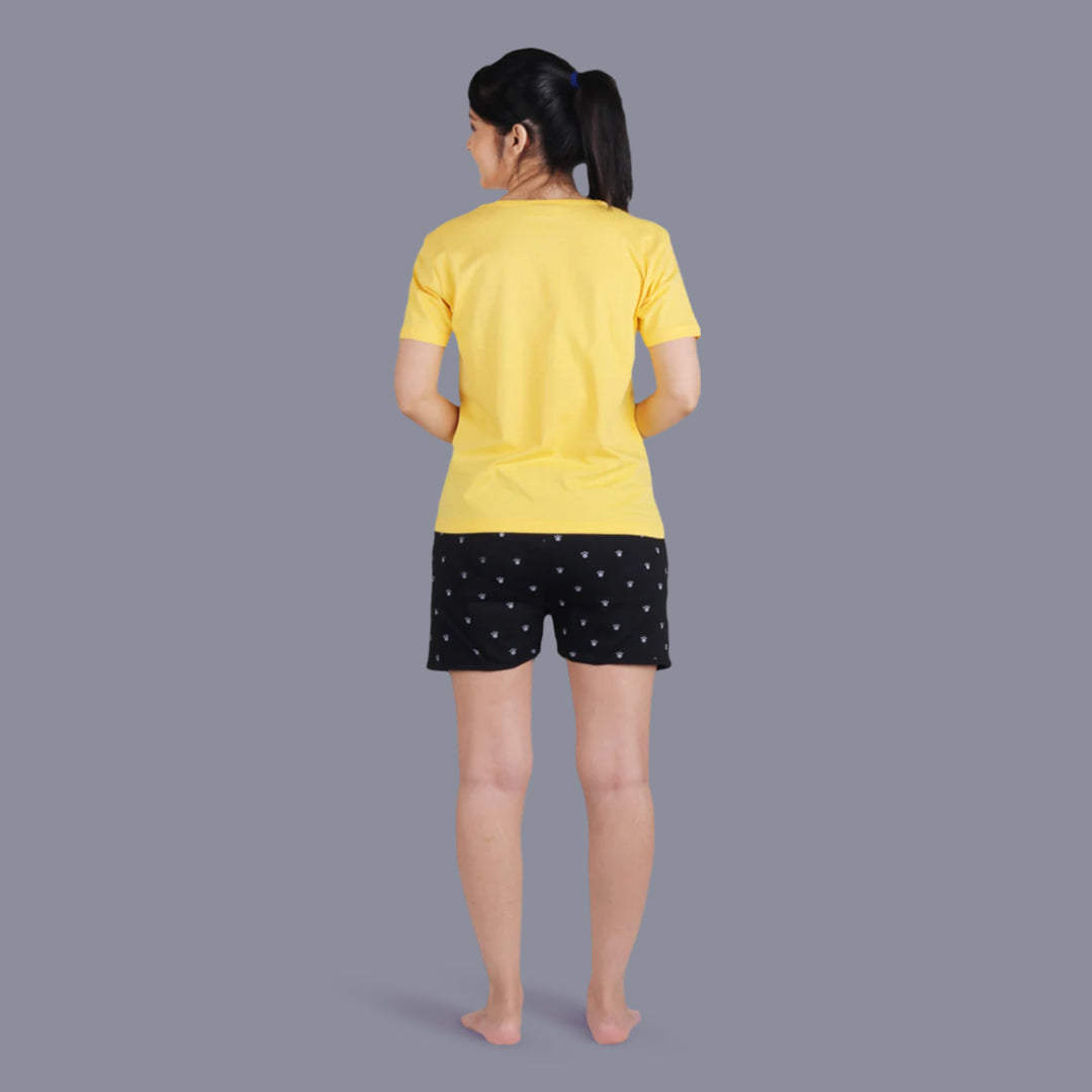 Cotton Printed Mini Night Shorts Set