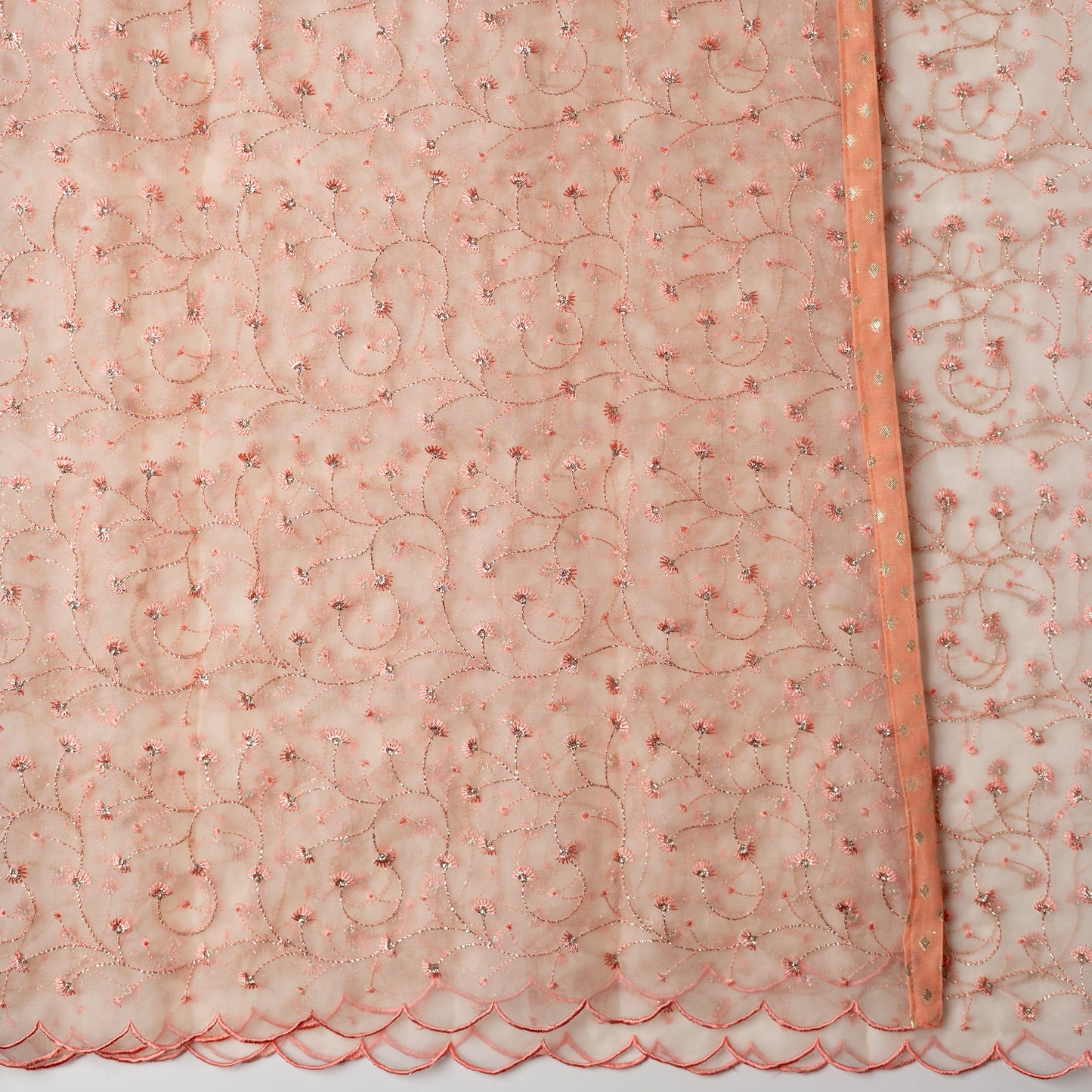silk dupatta with heavy embroidery and cut work border