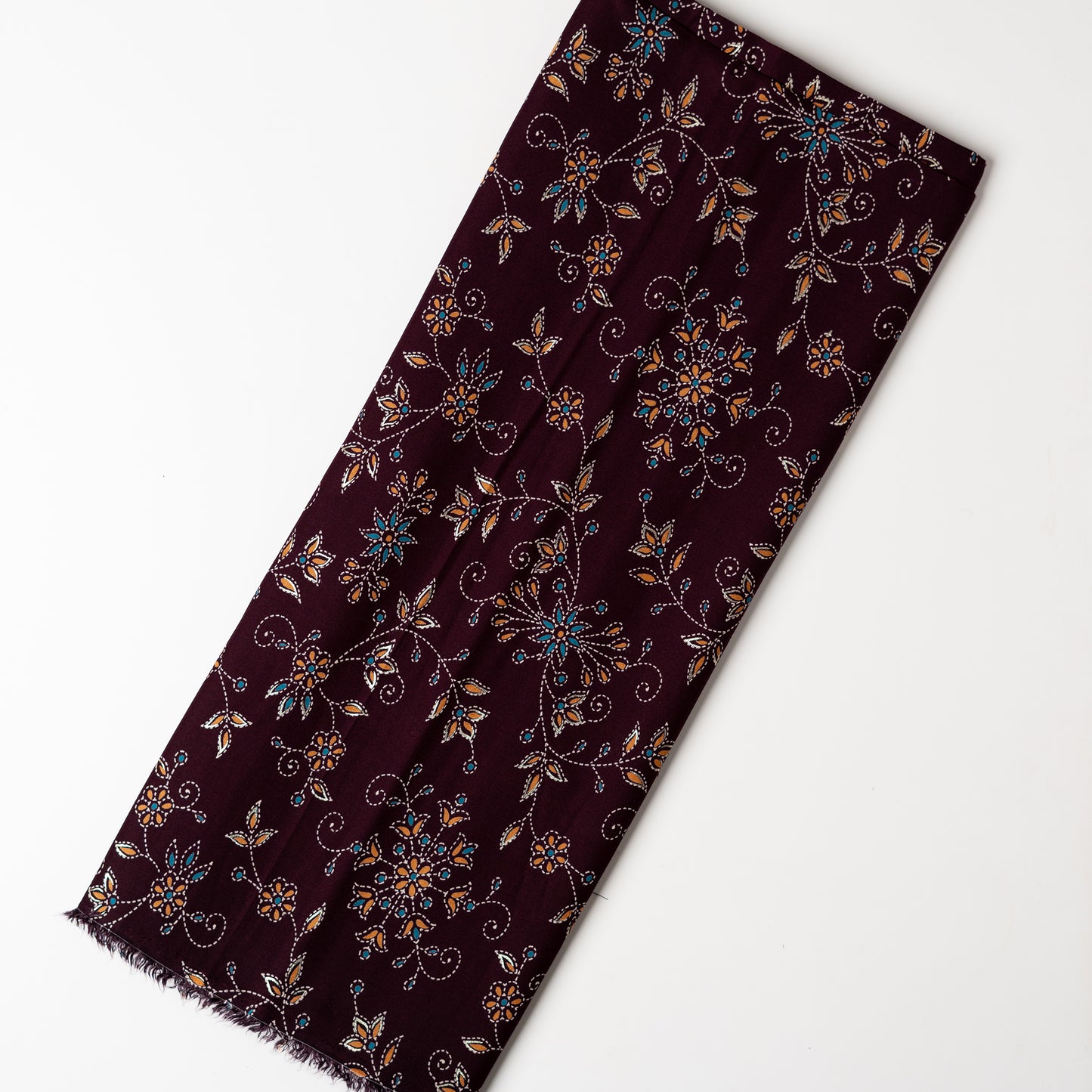 rayon brown color fabric with gold color printing, perfect for kurtis or tops