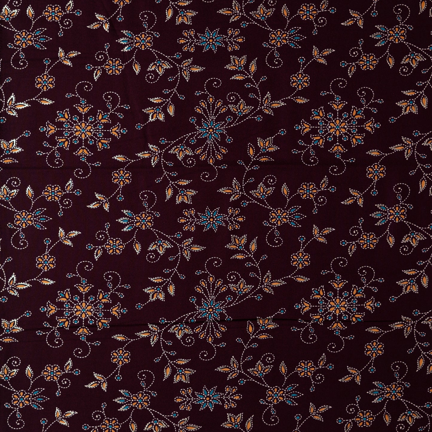 rayon brown color fabric with gold color printing, perfect for kurtis or tops