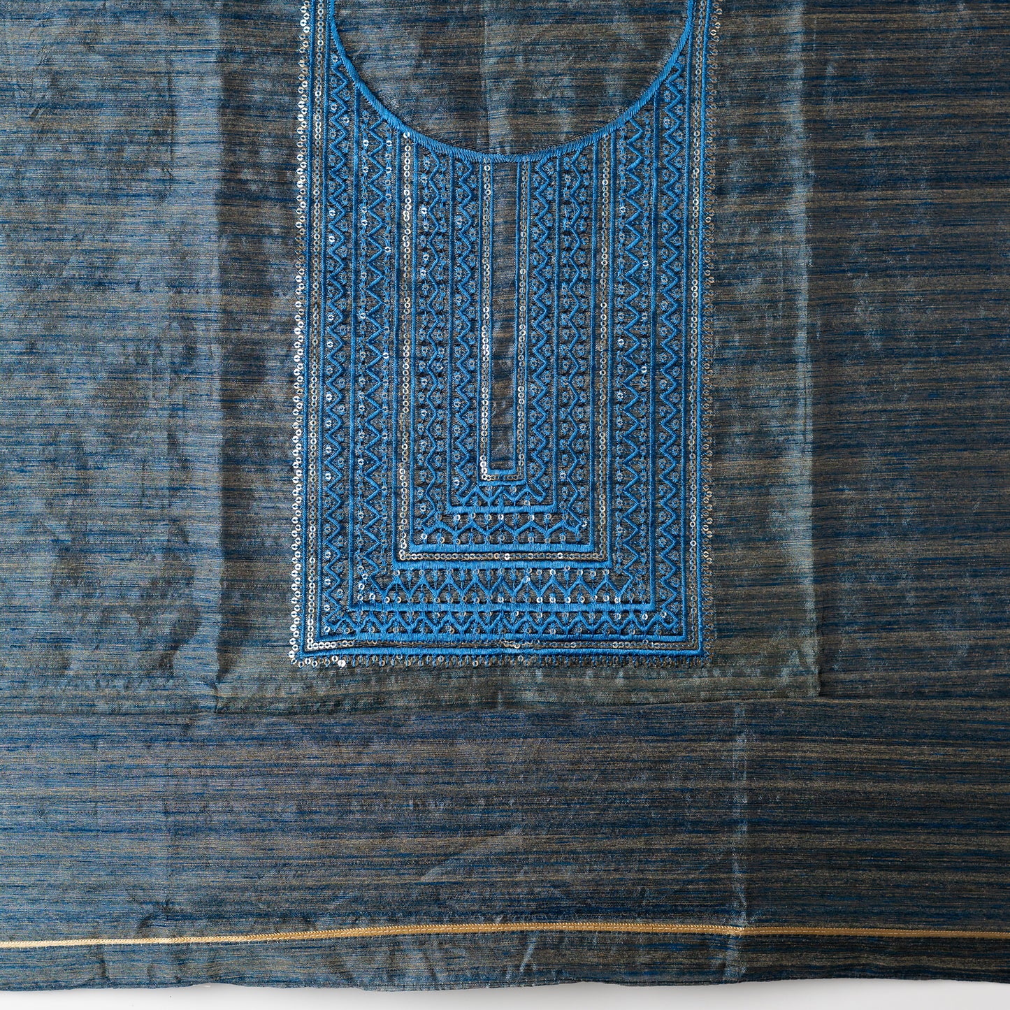 Silk Blue Dress Material