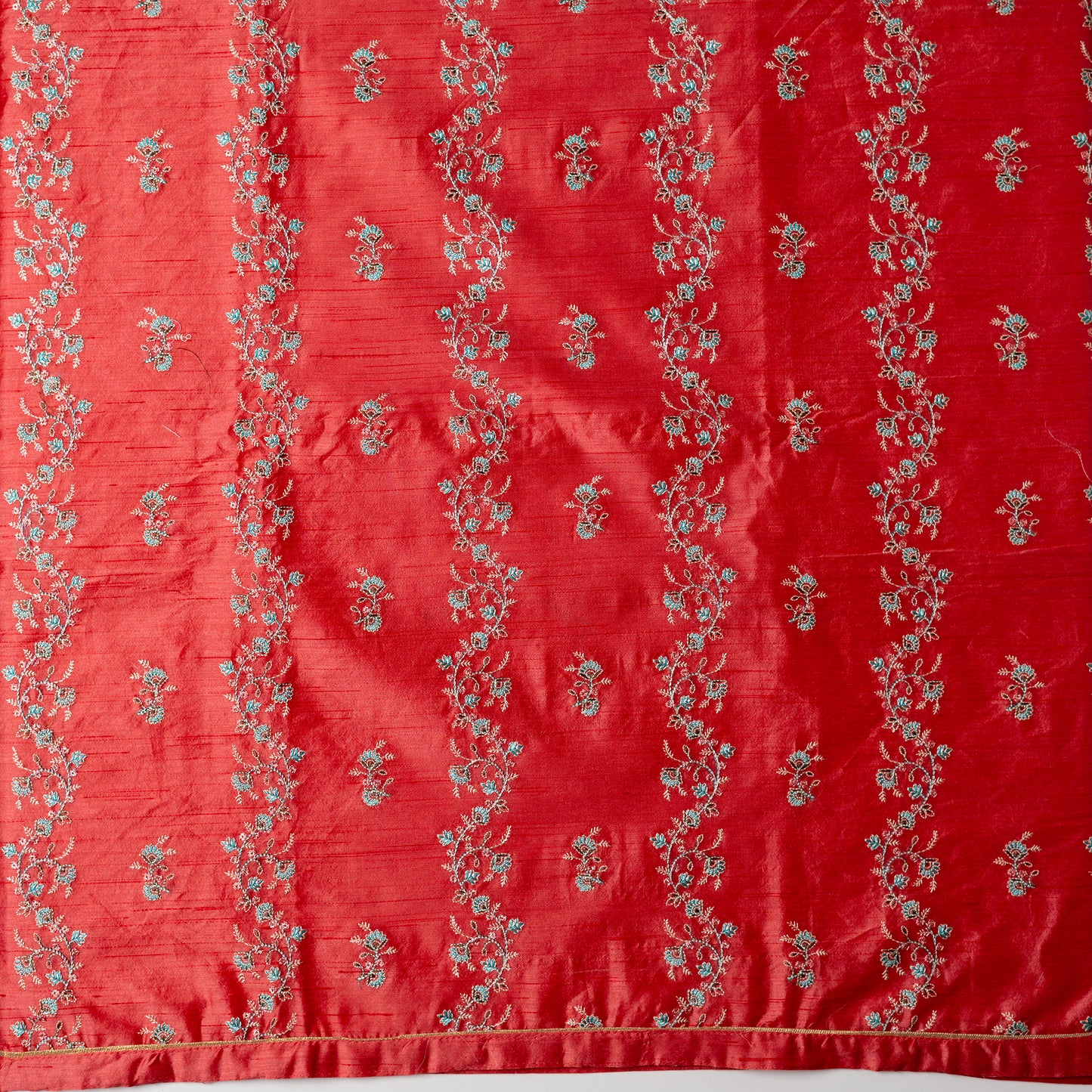 pink color chanderi silk top with golden color piping
