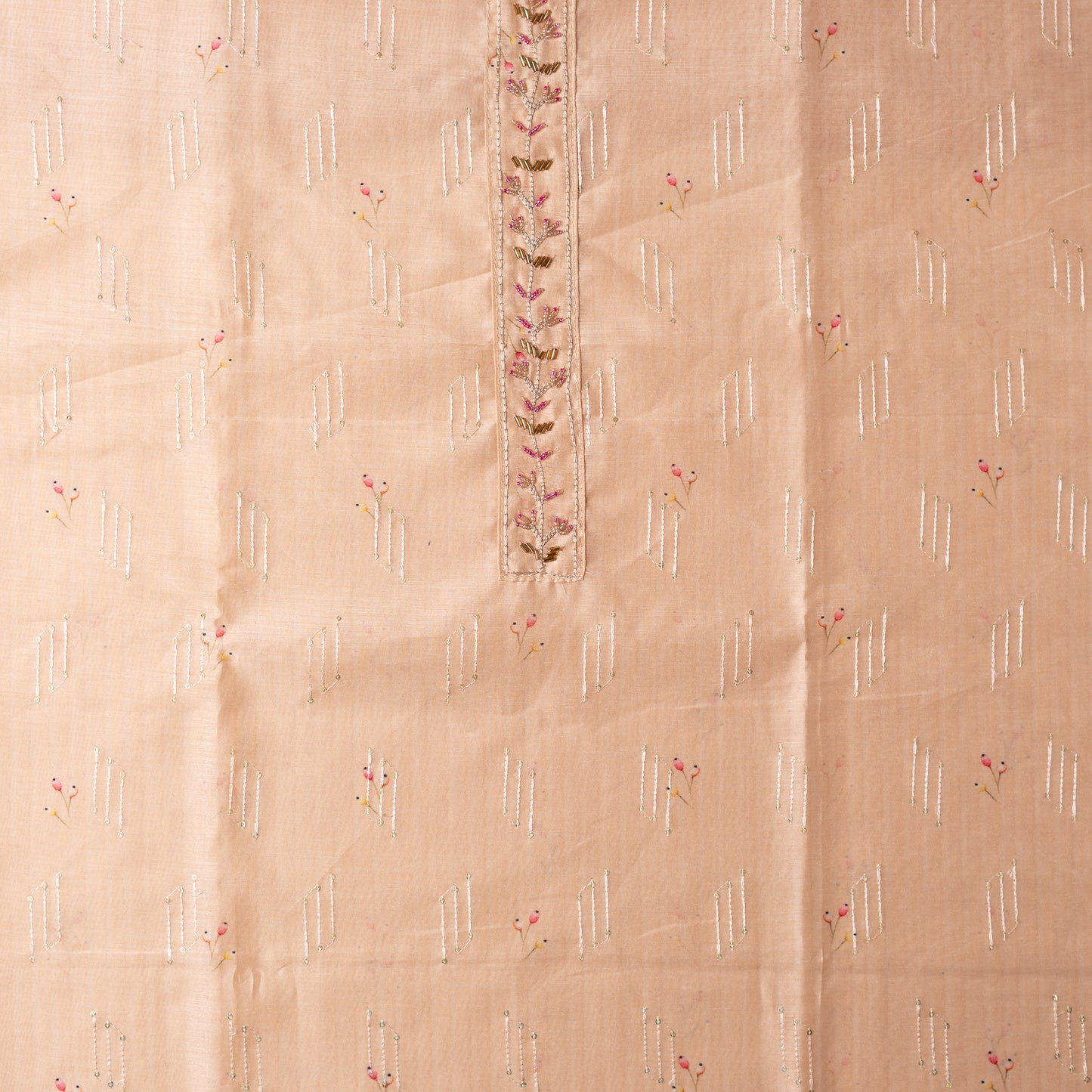 Baby Peach Silk Dress Material