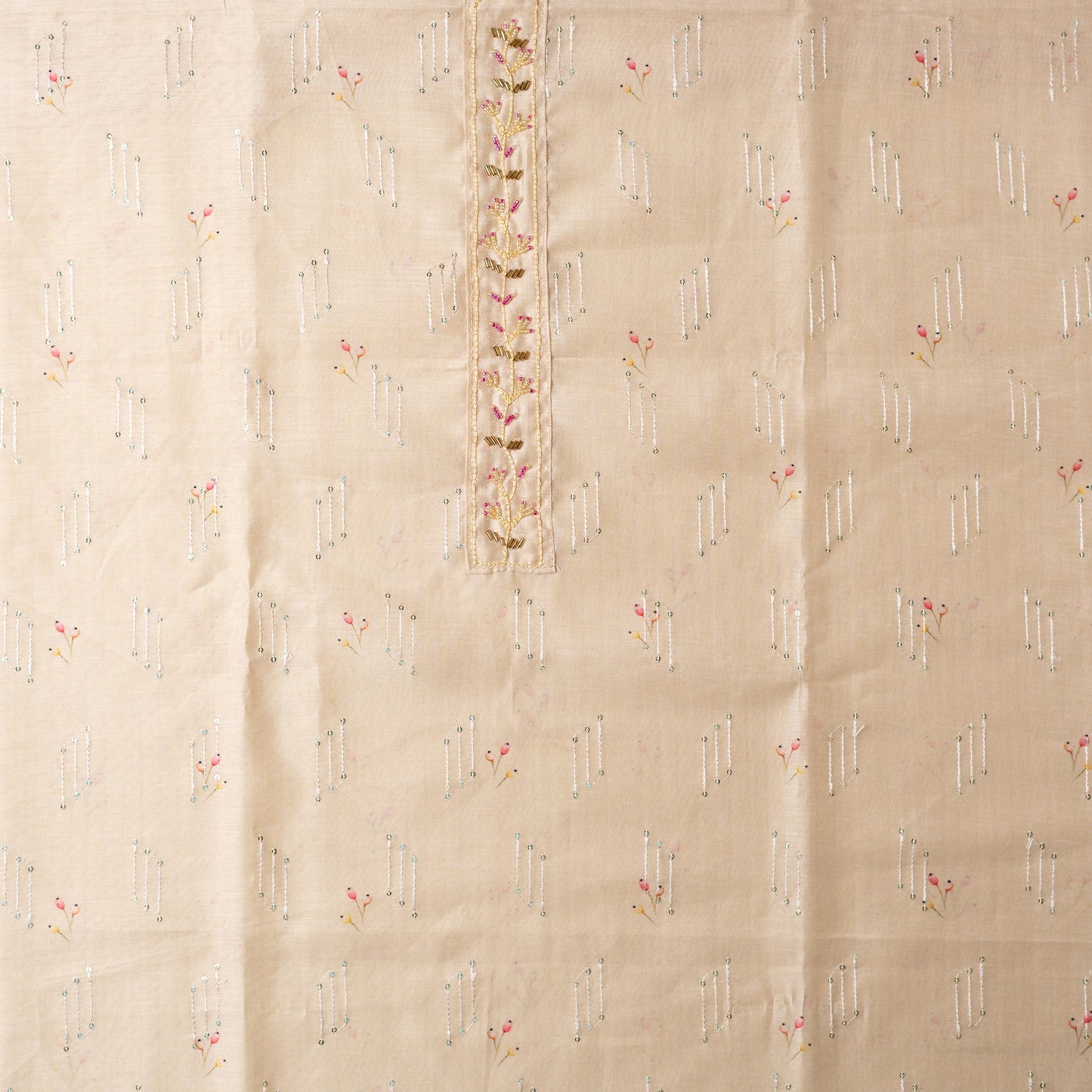 Ivory Silk Dress Material