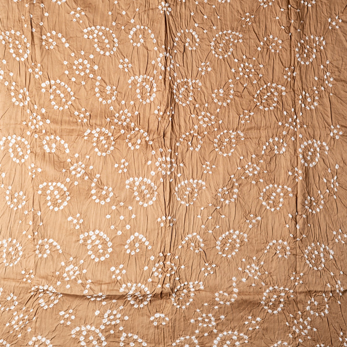 Cotton bandhani dress material, Brown color top with white bandhej designs,