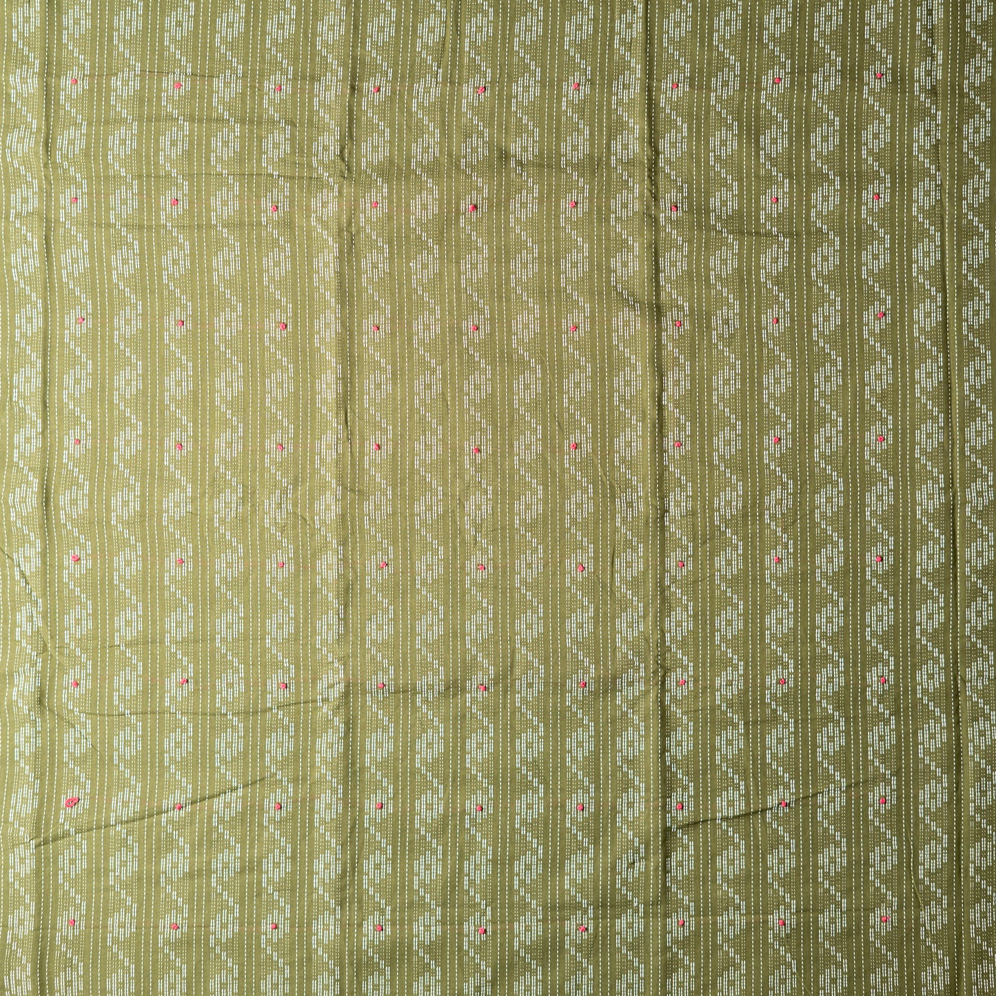 Cotton mehendi green color top with katha work.
