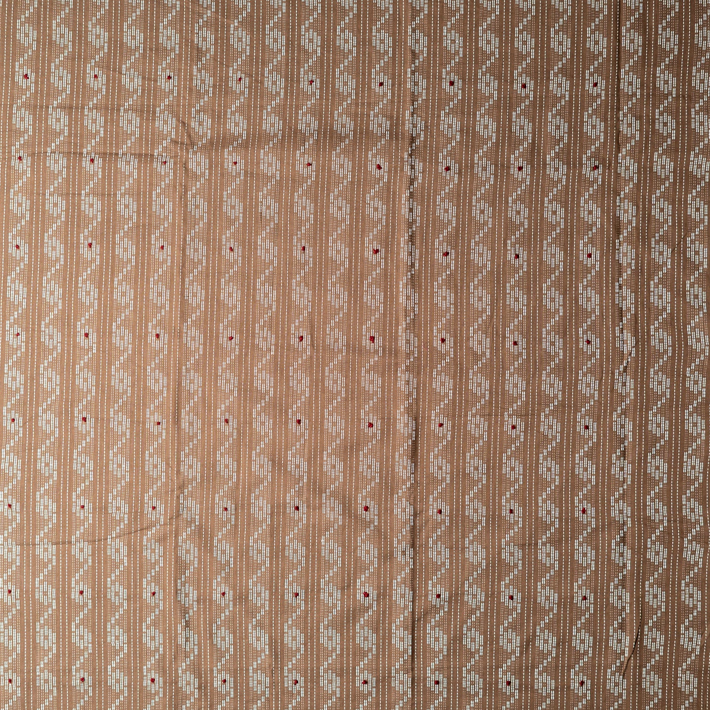Cotton Katha Work Dress Material (Brown)