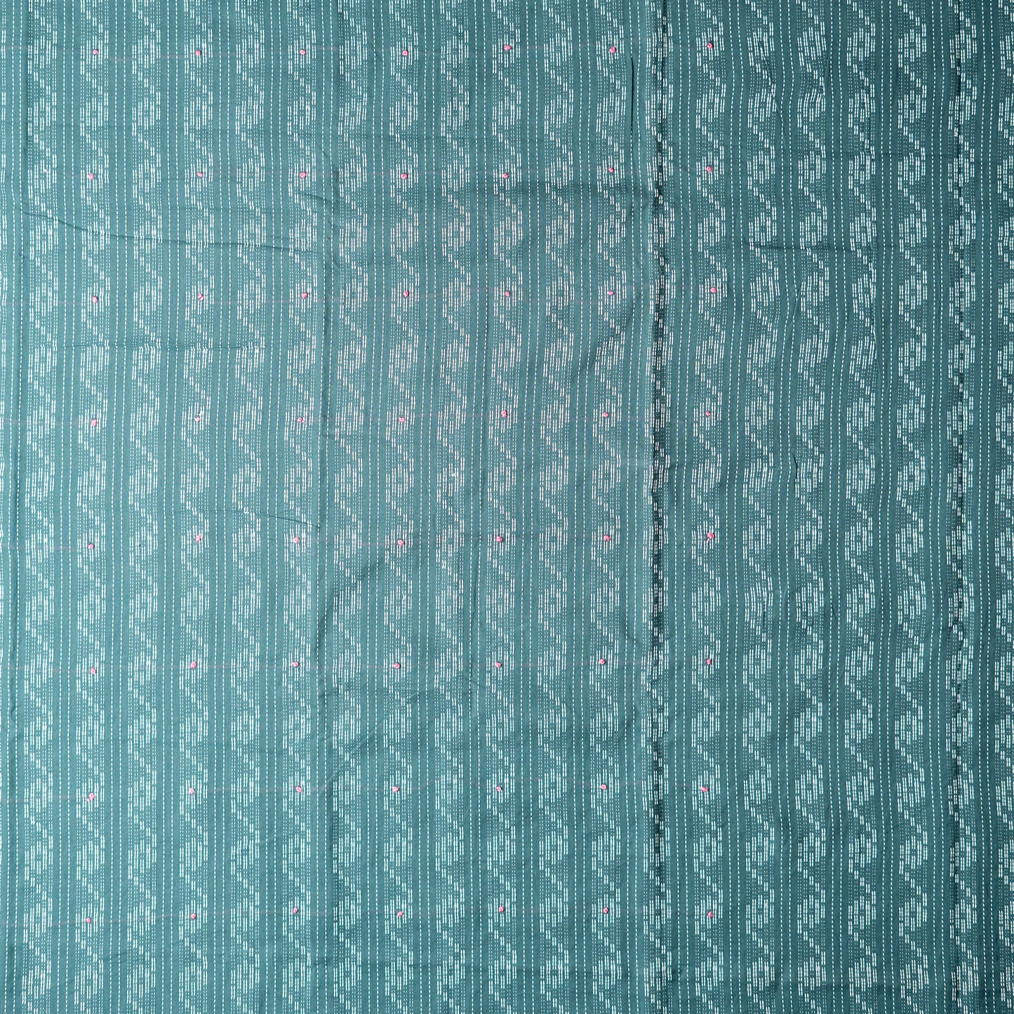 Cotton dark green color top with katha work