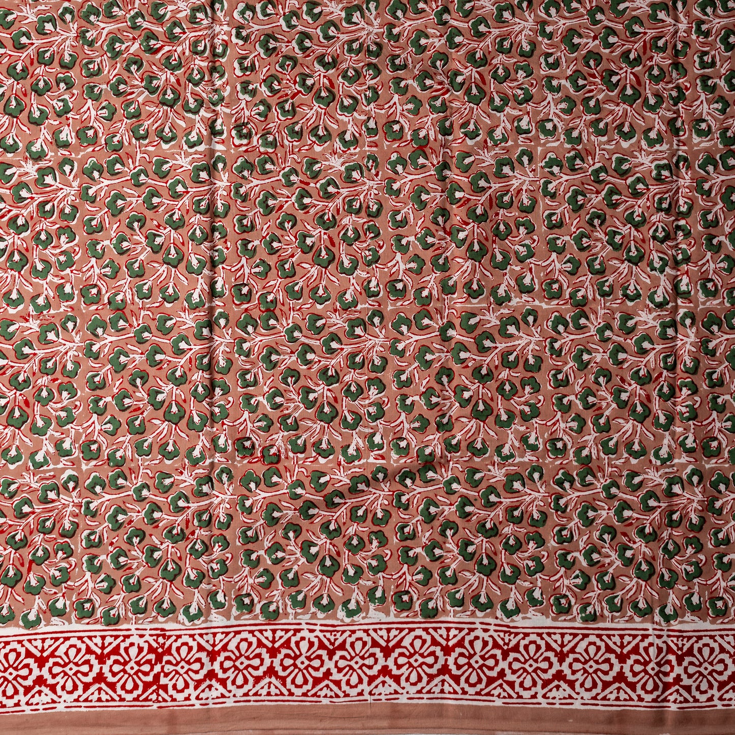 Hand Block Printed Cotton Dress Material (Brown)