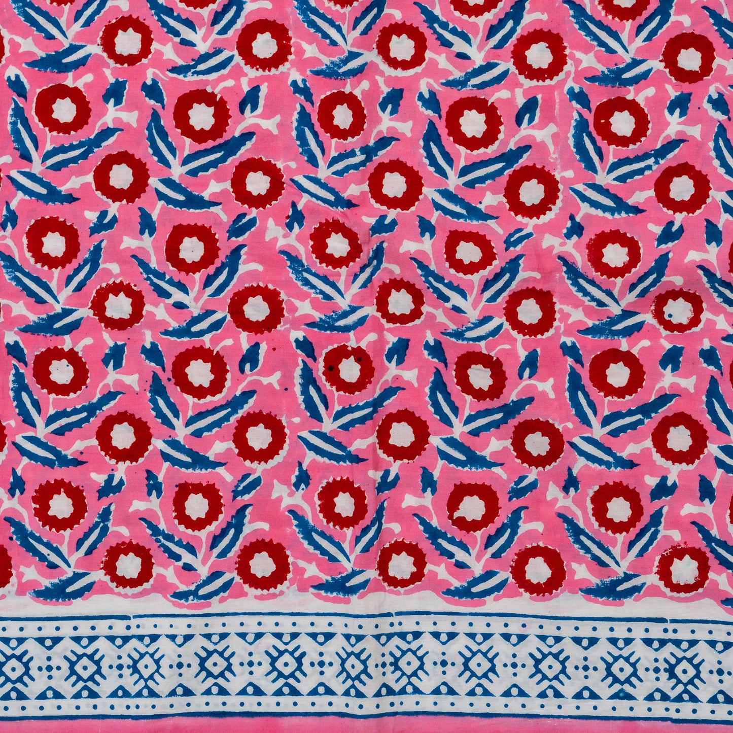 cotton pink hand block print dress material