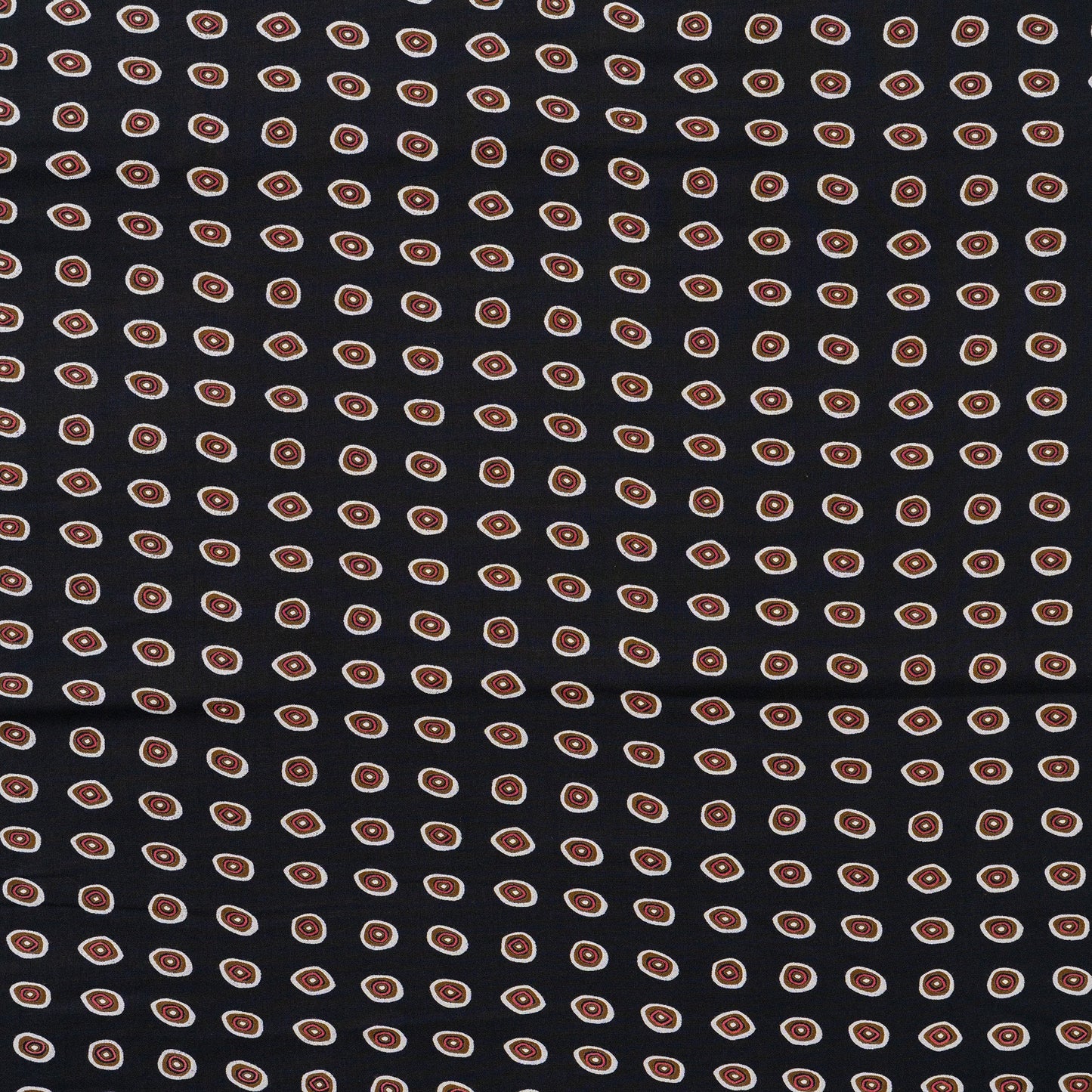 black rayon fabric with round designs