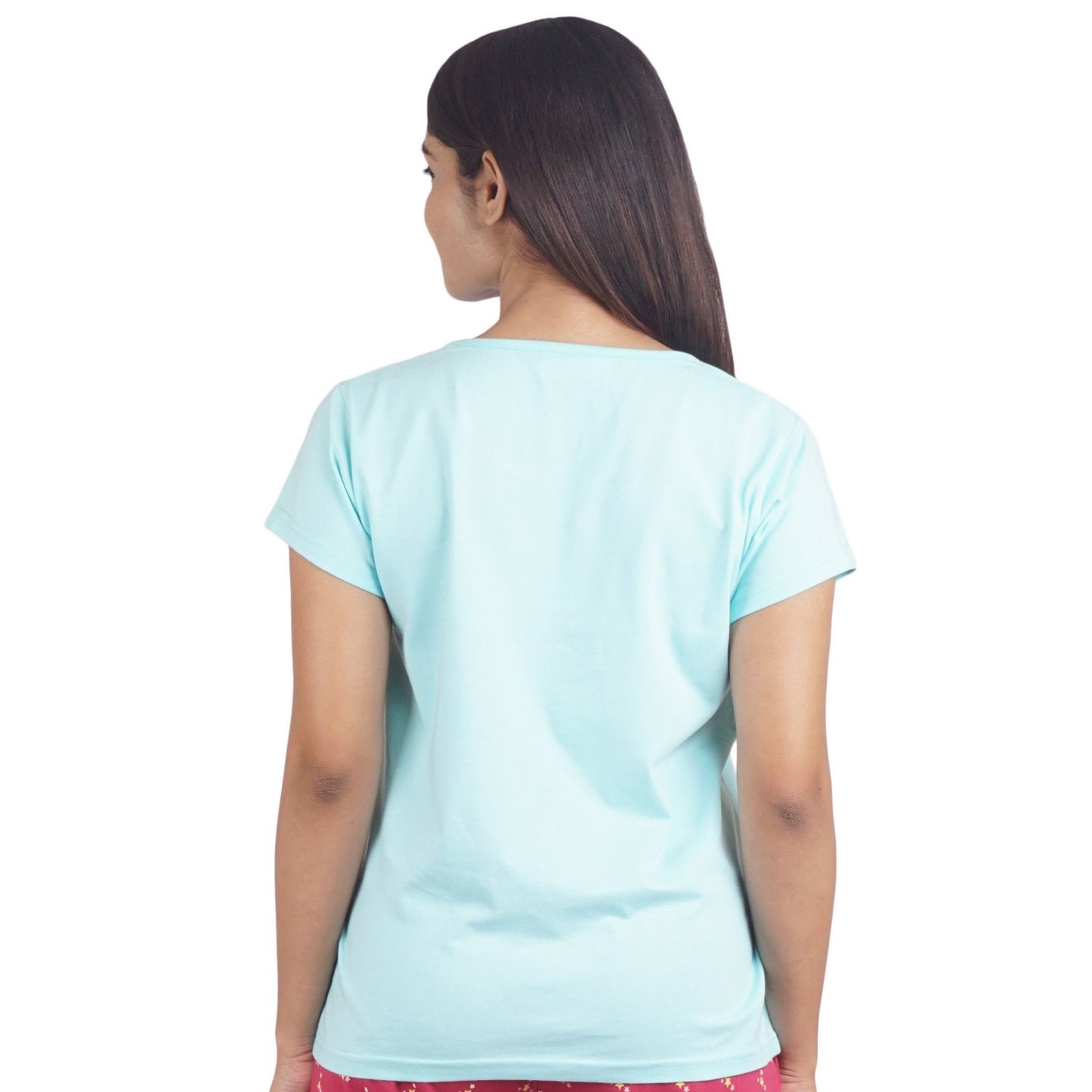 back view of light blue plain t shirt