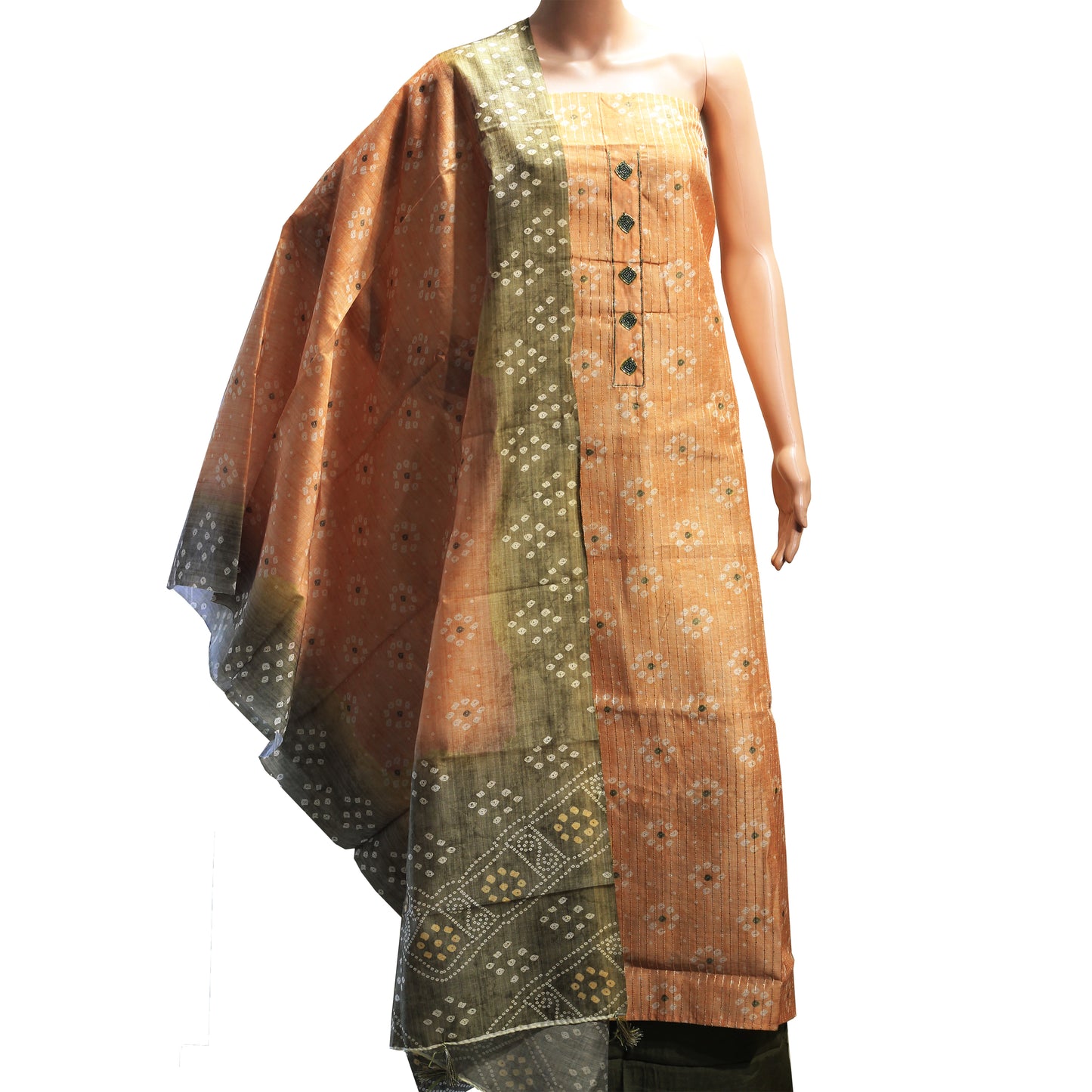 cream color neps chanderi silk dress material