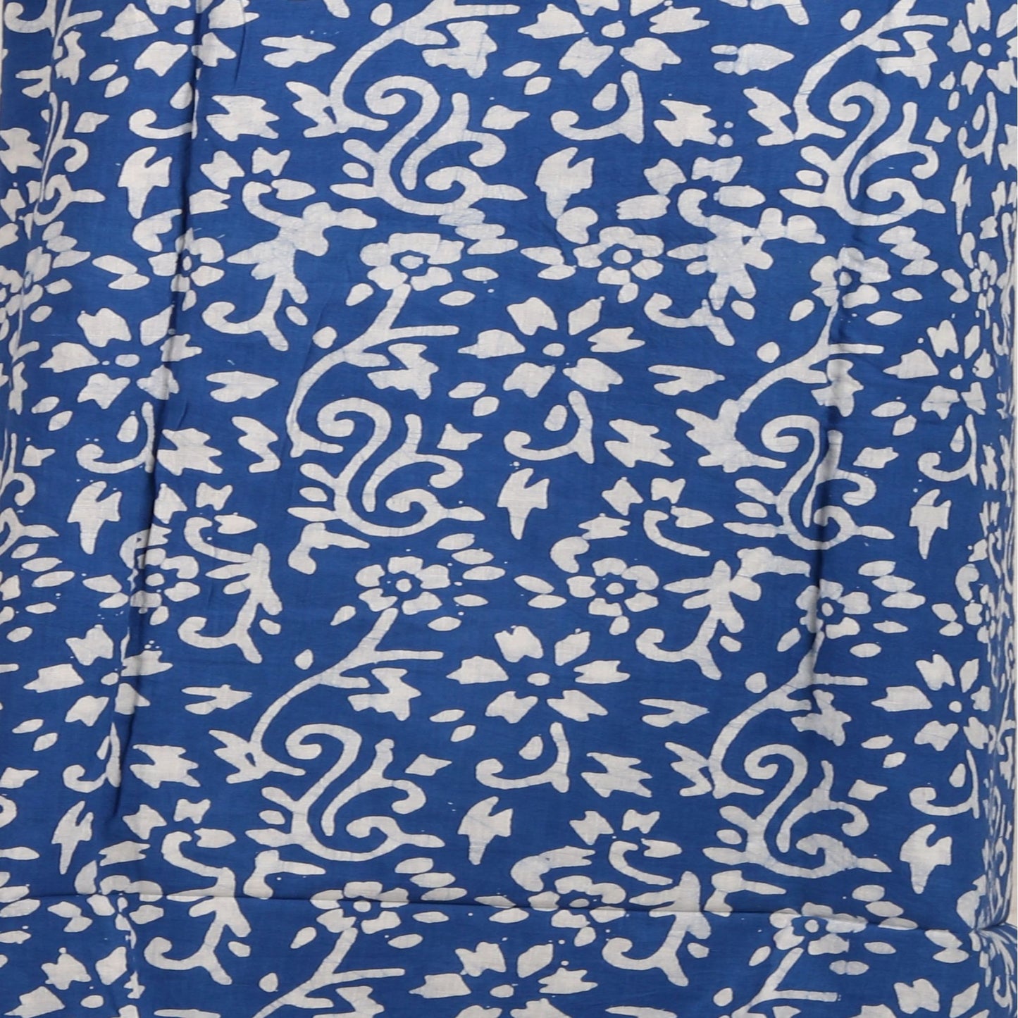 blue cotton bottom with white batik prints