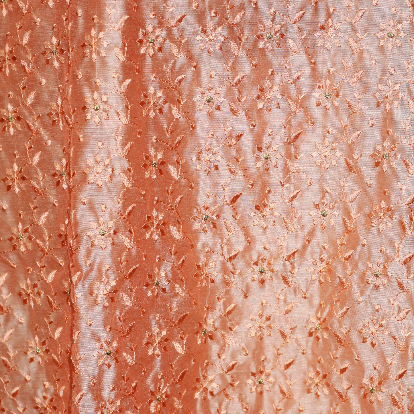 Orange Chanderi Silk Dress Material