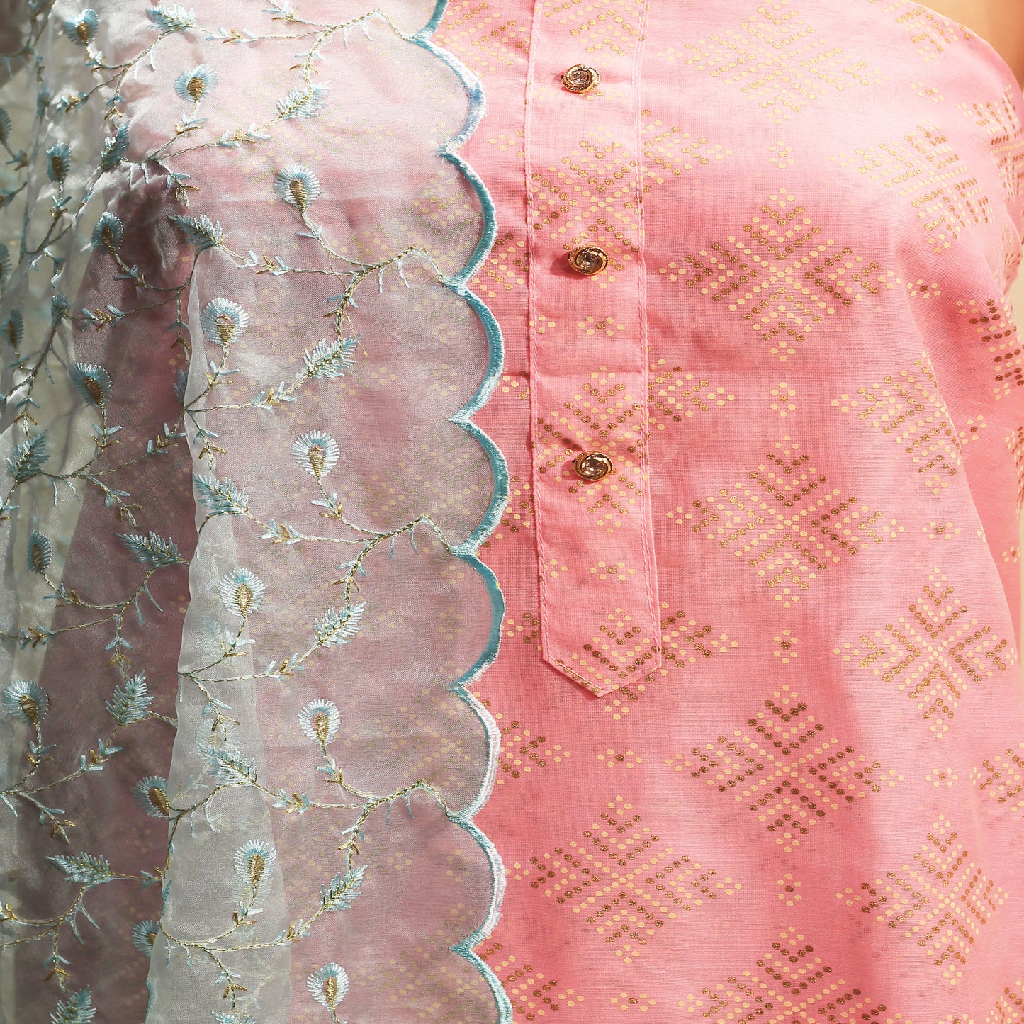 Pink Silk Party Wear Dress Material