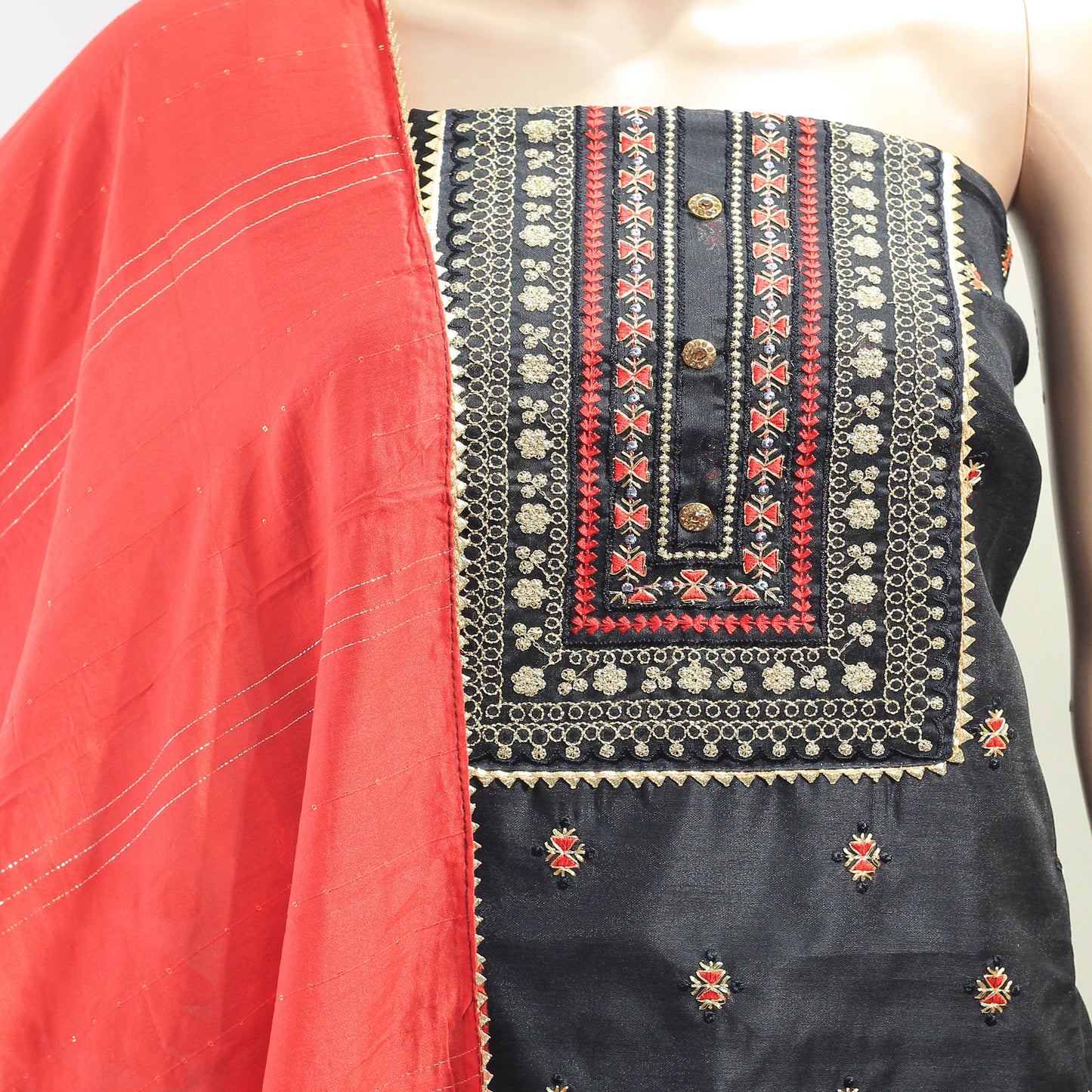 Black Silk Dress Material