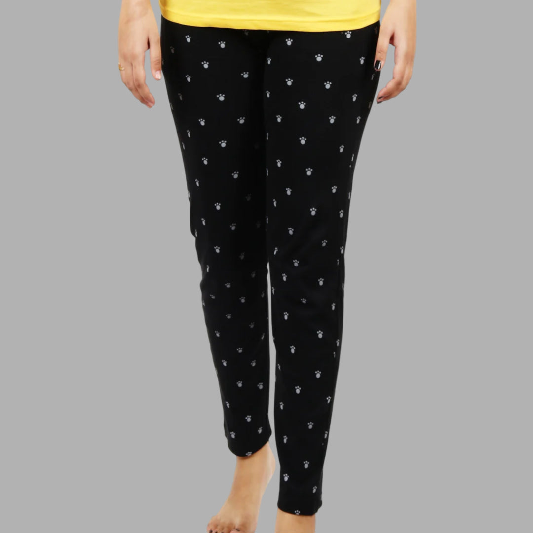 Cotton Black Printed Night Pyjama