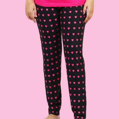 Cotton Night Suit Pajama Set - Pink and Black