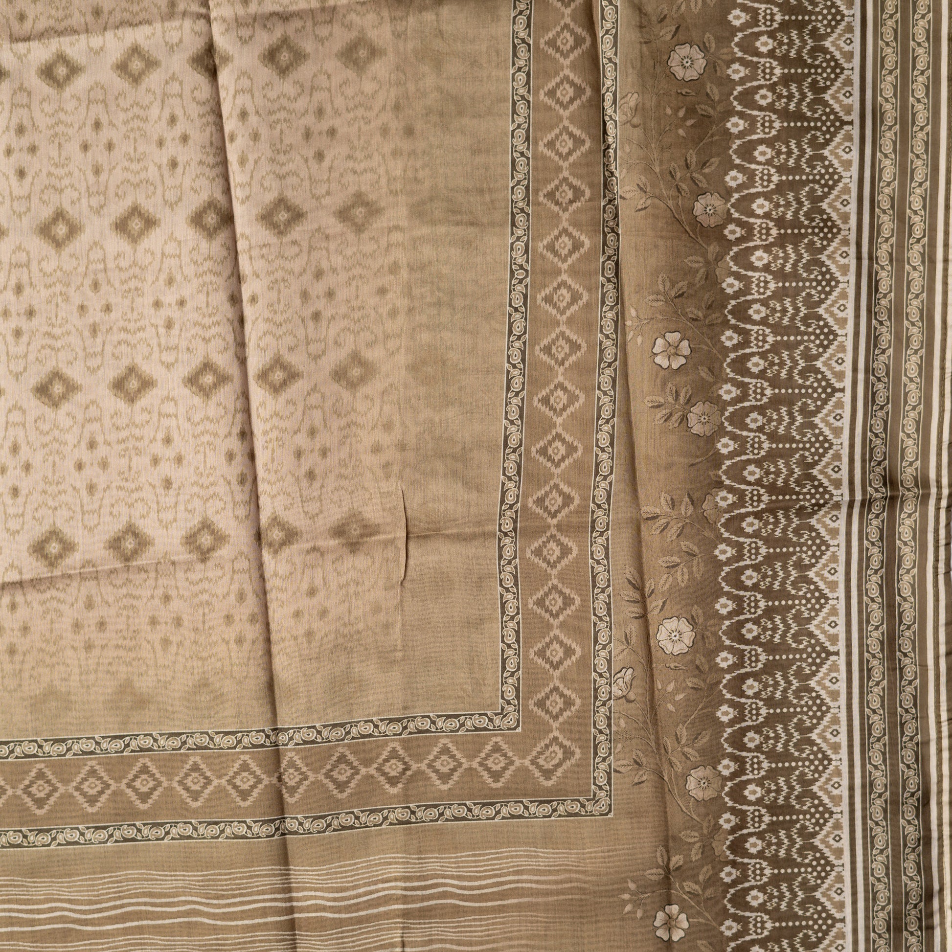 pastel green color silk dupatta with patola print in white base