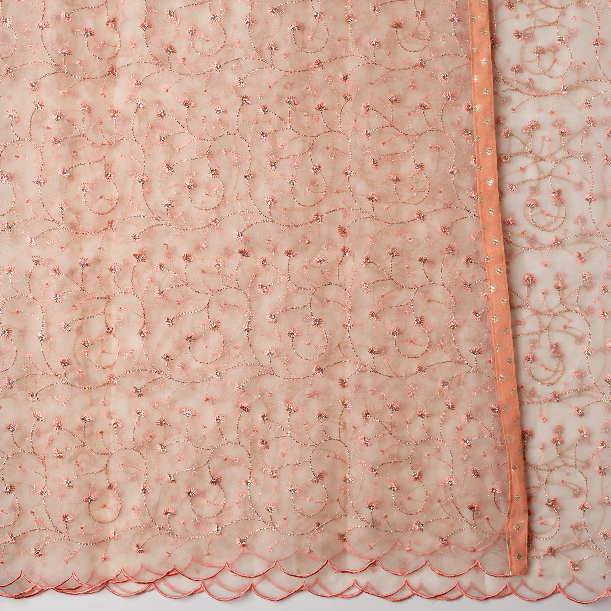 silk dupatta with heavy embroidery and cut work border