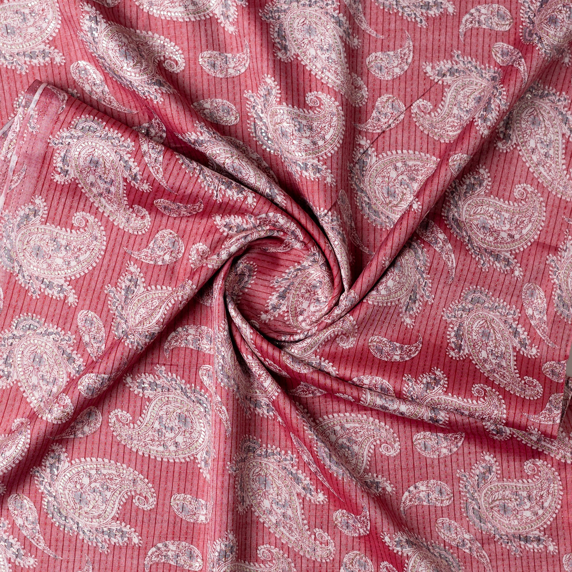 light pink foil printed cotton fabric