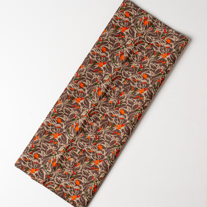 beautiful brown color cotton fabrics with orange, cream and green color prints
