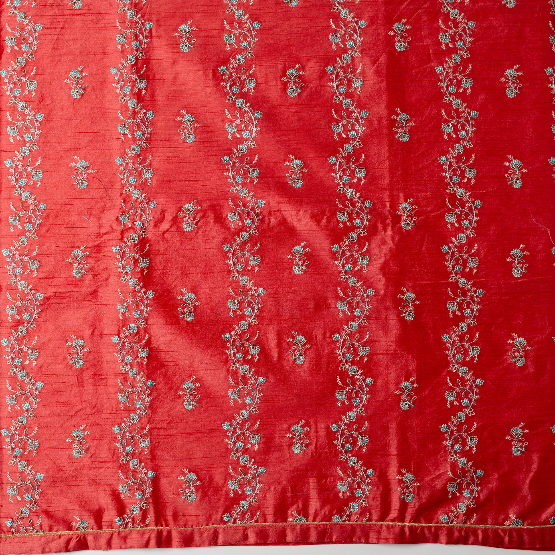 pink color chanderi silk top with golden color piping