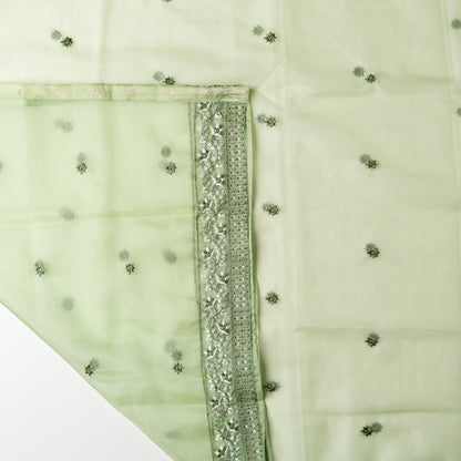 Beautiful silk dupatta with floral embroidery and the borders are perfectly in sync with the top border, embroidery work and sequins.