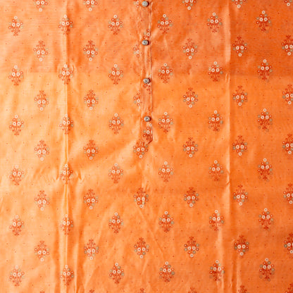 Chanderi silk printed dress material with multi color beautiful print along with gold color prints. it has show buttons on the neck area