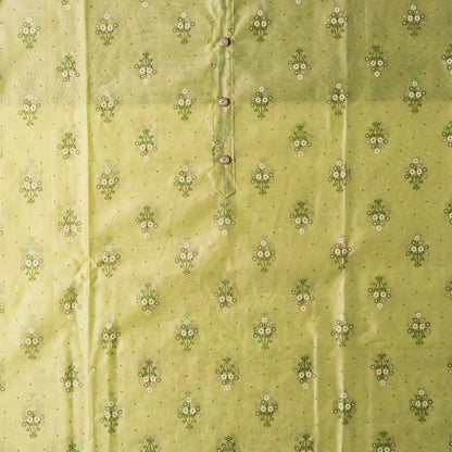 Chanderi Silk Printed Dress Material (Light Green)