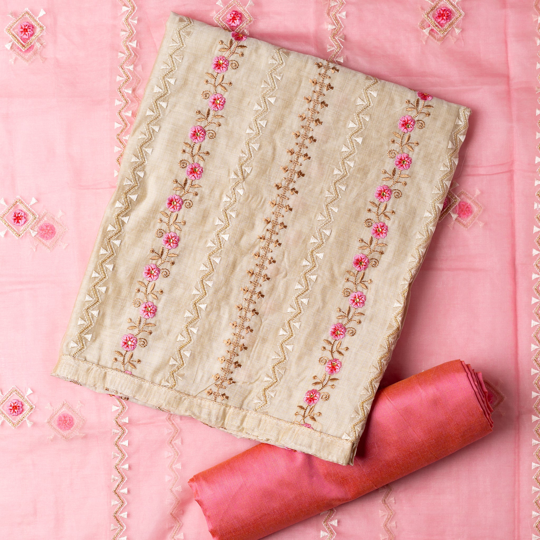 Handloom Silk Cotton Dress Material with Zari Border – Chickpet Sarees