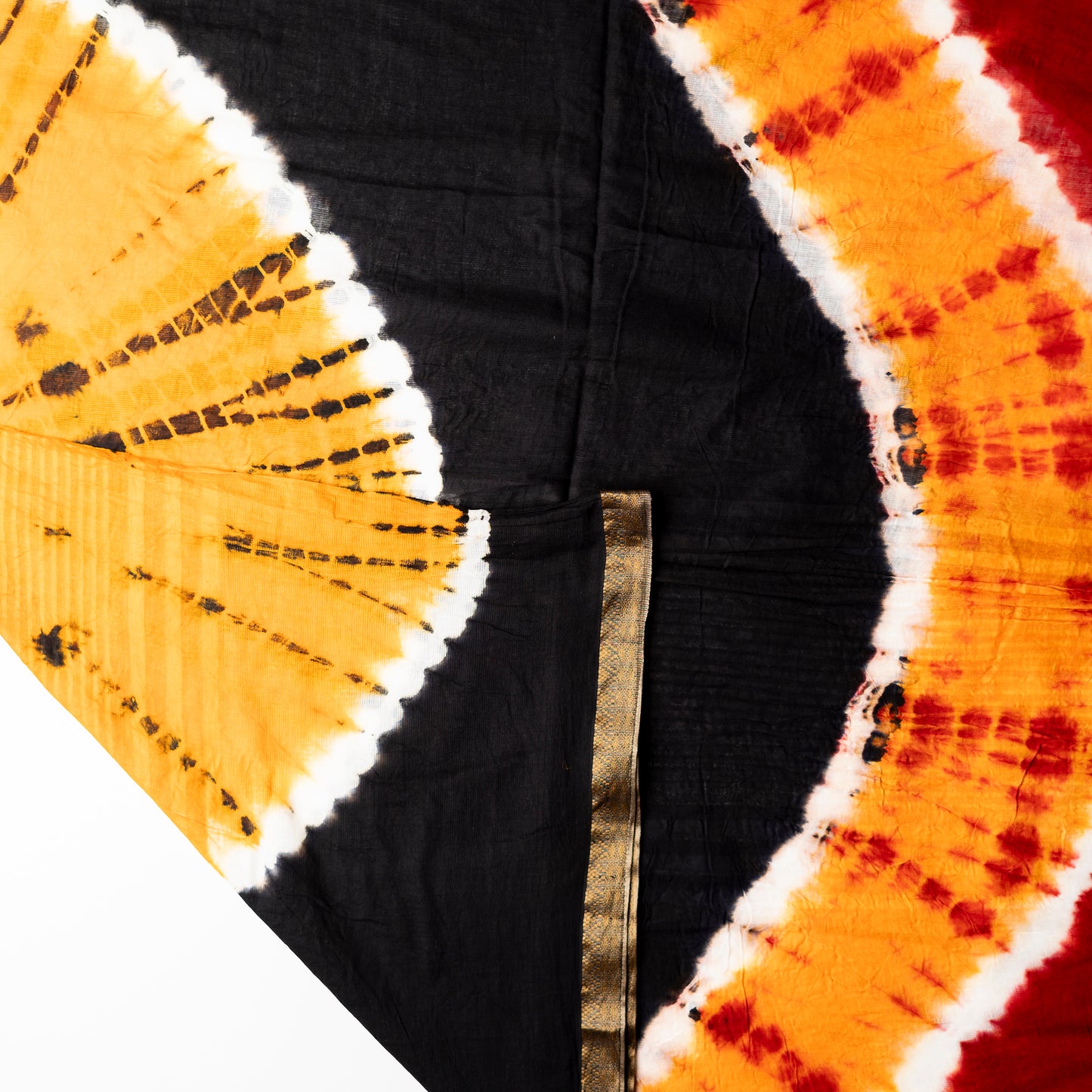 multi color cotton shibori design dupatta with golden color border