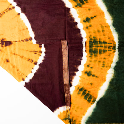 multi color cotton shibori design dupatta with golden color border