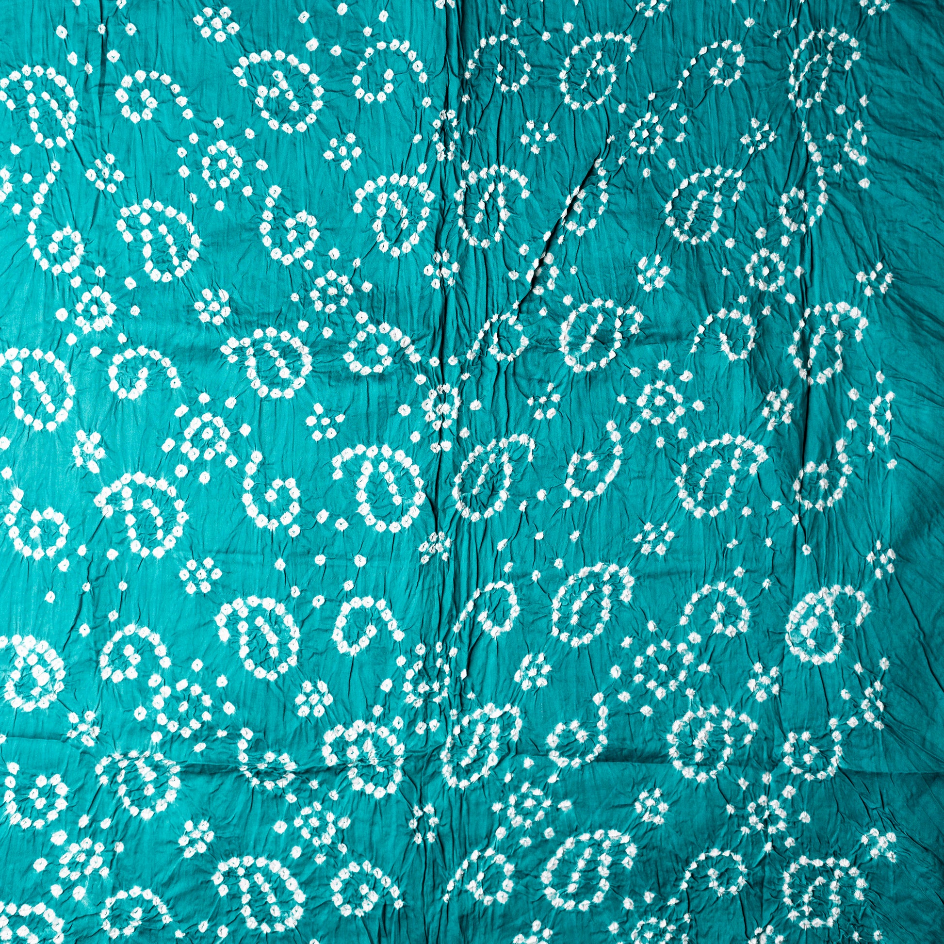 Teal Blue color top with white bandhej designs