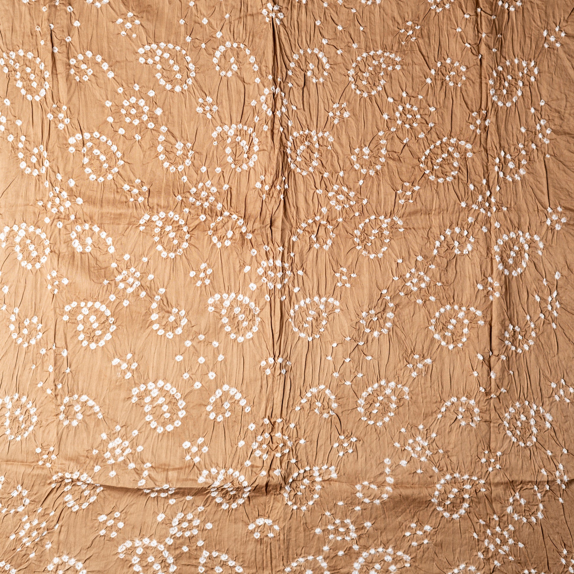 Cotton bandhani dress material, Brown color top with white bandhej designs,