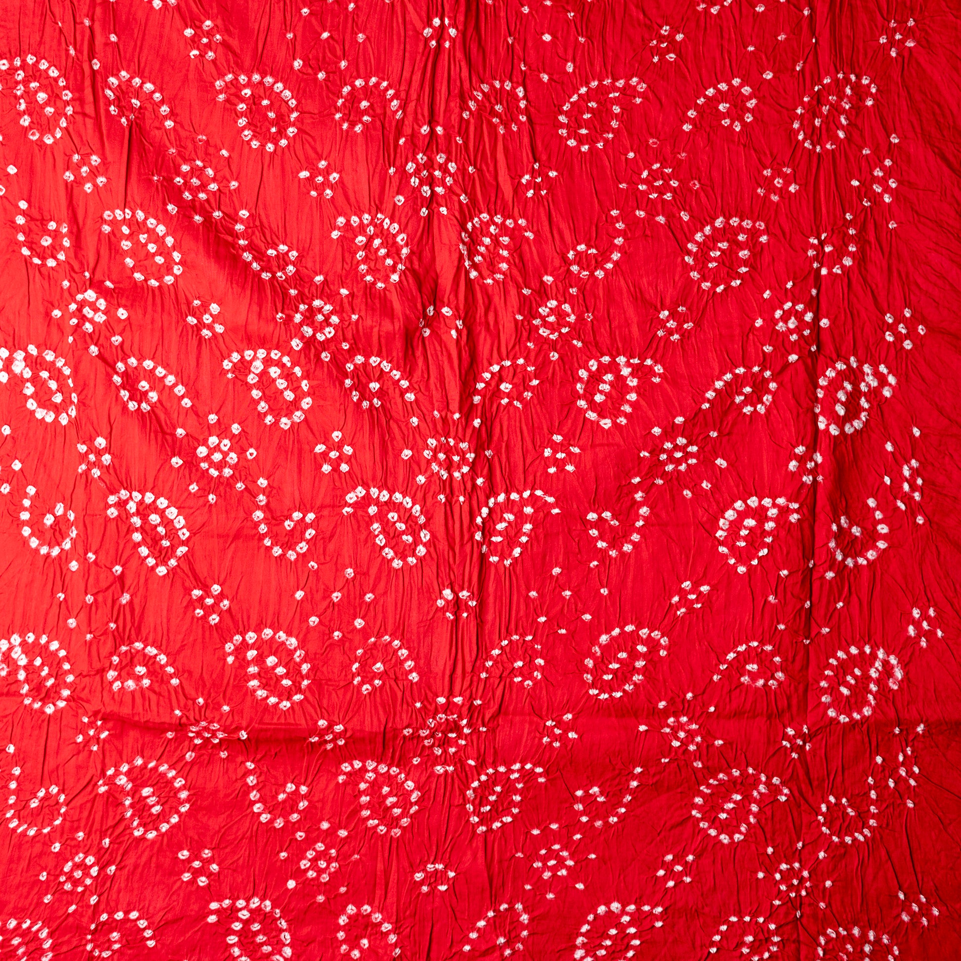 Cotton Bandhani Dress Material, Red color top with white bandhej designs.