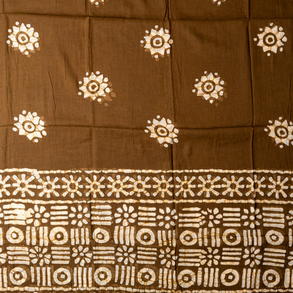 Brown color mul cotton dupatta with print designs. 