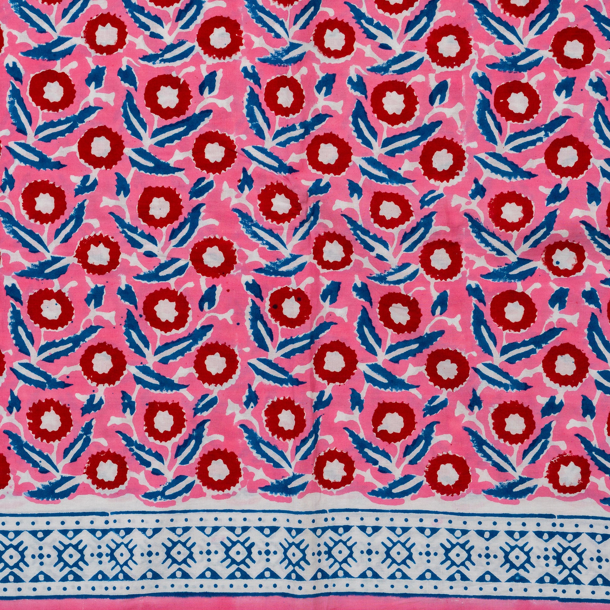 cotton pink hand block print dress material