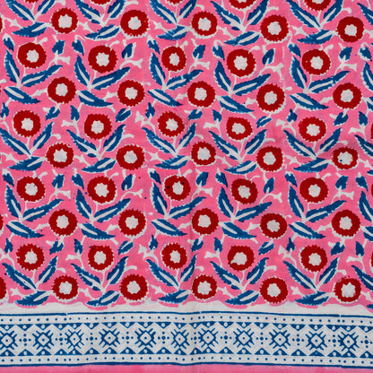 cotton pink hand block print dress material 